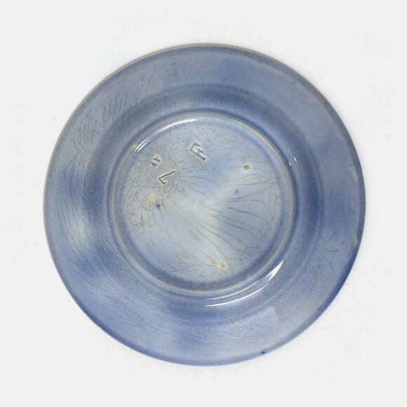 Pair of Antique Flow Blue Spinach Plates - Picture 5 of 8